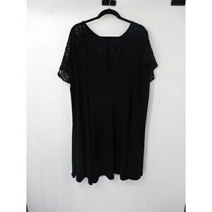 Torrid Womens Blouse 4X Black Short Sleeves Casual Stretchy Lace Accents Preppy